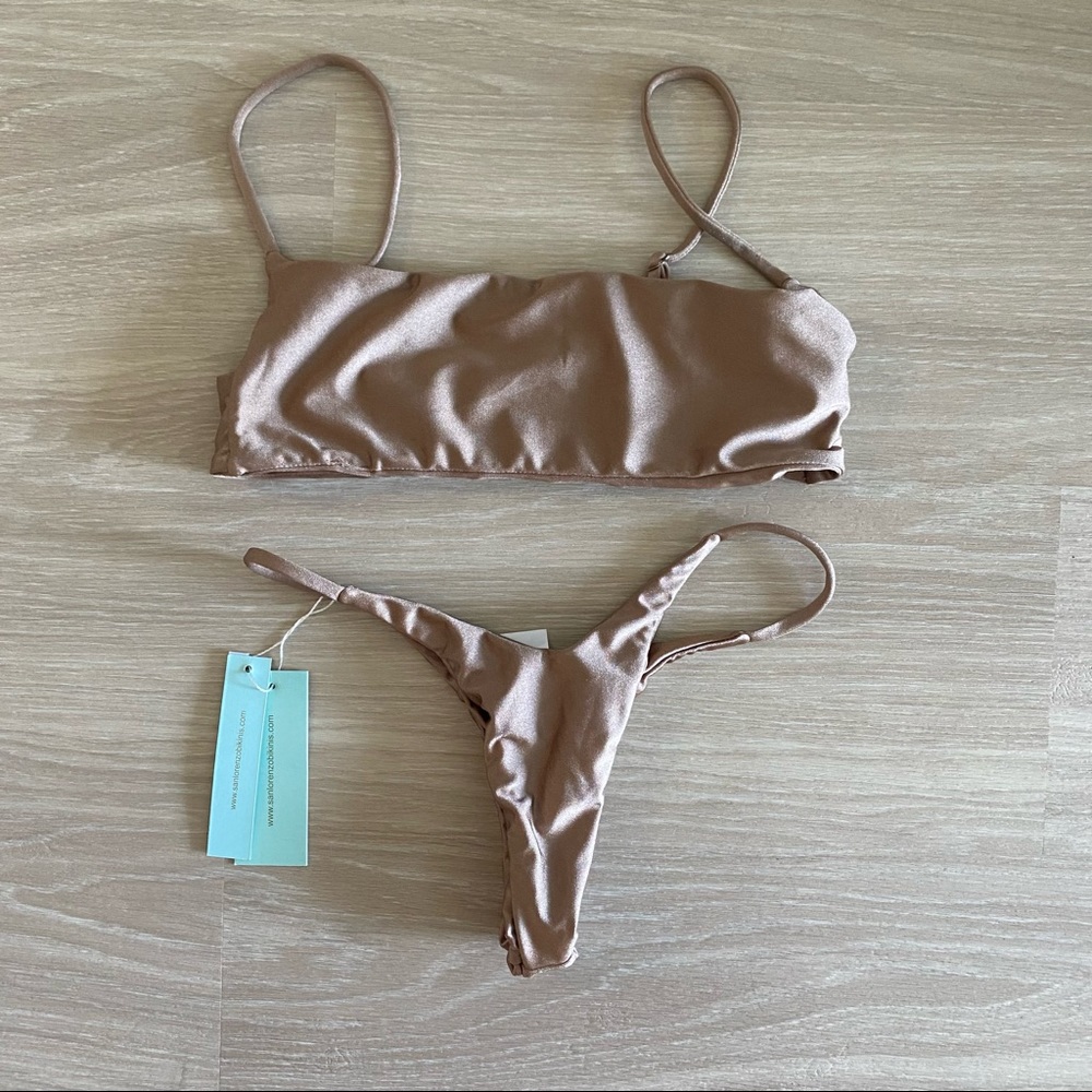 NWT San Lorenzo Thong Bikini, Taupe Color, Size M